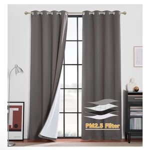 Like new Gray Blackout Curtains 52x84 2 panels sound blocking movie theater